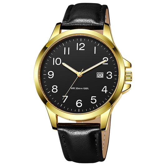 AARON K3112 Casual Black Arabic Calendar PU Leather Watch for Men Wholesale Relojes Hombre