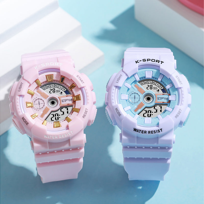 AARON K9054 Children's Fashion Sport Digital Watch Waterproof Luminous Alarm for Outdoor Activities