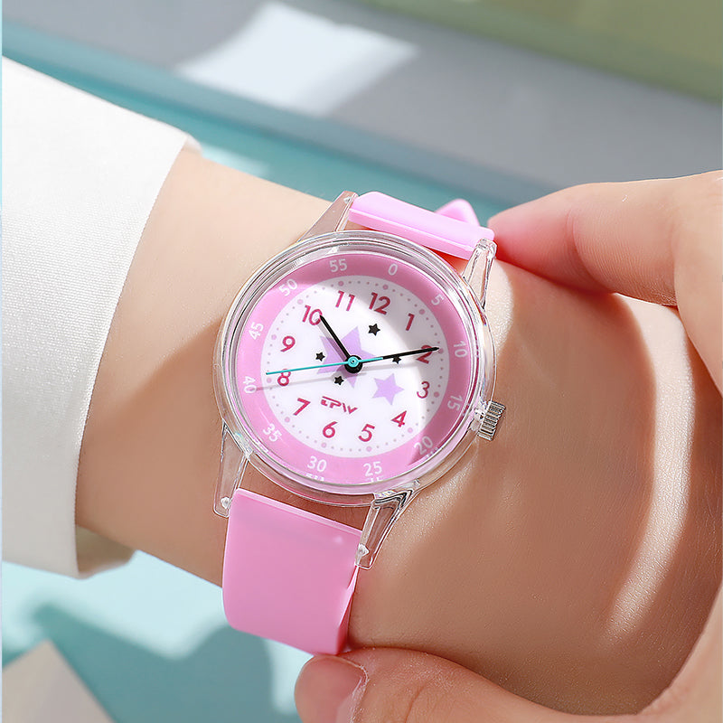 AARON K7023 Astronaut Star Animal Cartoon Design Children Student Silicone Wrist Quartz Watch