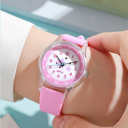 AARON K7023 Astronaut Star Animal Cartoon Design Children Student Silicone Wrist Quartz Watch