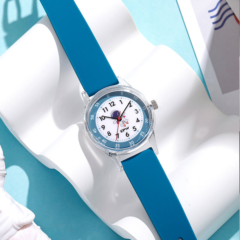 AARON K7023 Astronaut Star Animal Cartoon Design Children Student Silicone Wrist Quartz Watch