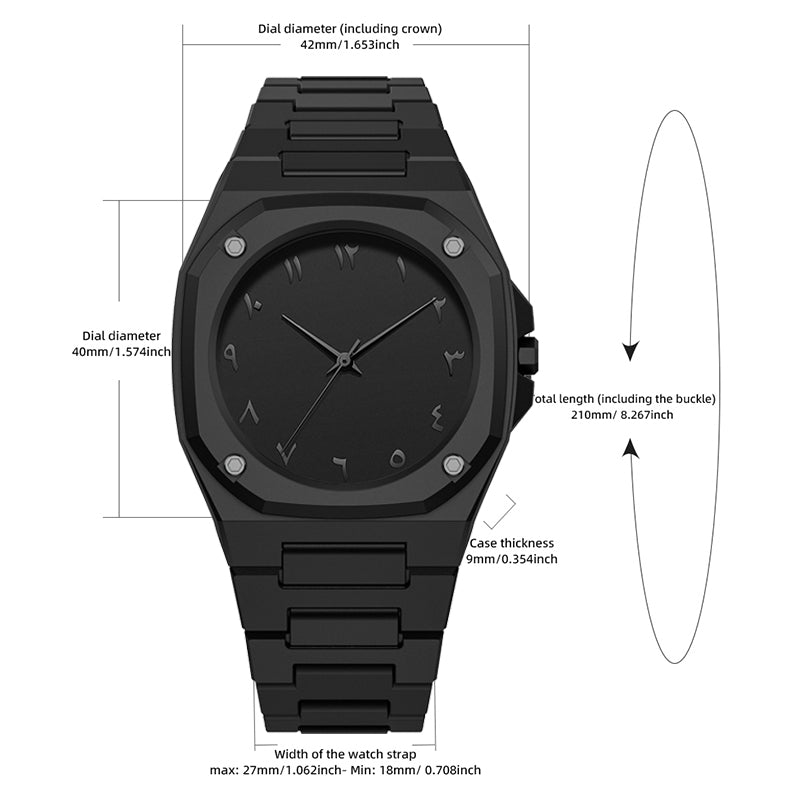 POVATI K7030 Casual Arabic Dial Design Black Wrist Quartz Watch for Men Wholesale Wristwatches