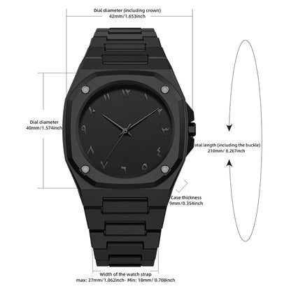 POVATI K7030 Casual Arabic Dial Design Black Wrist Quartz Watch for Men Wholesale Wristwatches