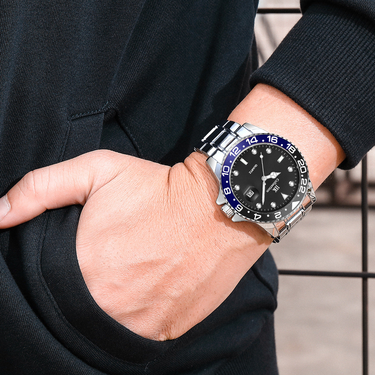 Luxury watches wholesale cross-border foreign trade quartz watch calendar waterproof steel band men's watch GB861C