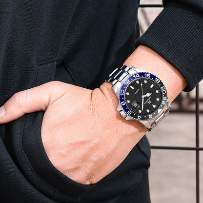 Luxury watches wholesale cross-border foreign trade quartz watch calendar waterproof steel band men's watch GB861C