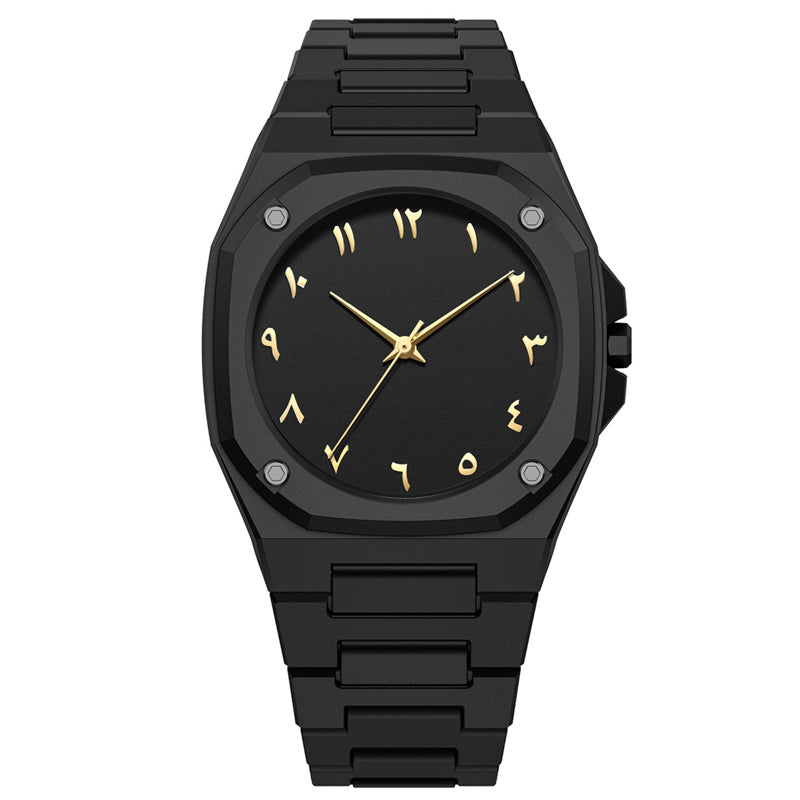 POVATI K7030 Casual Arabic Dial Design Black Wrist Quartz Watch for Men Wholesale Wristwatches