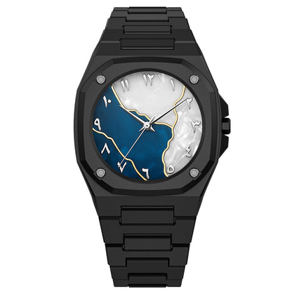 POVATI K7030 Casual Arabic Dial Design Black Wrist Quartz Watch for Men Wholesale Wristwatches