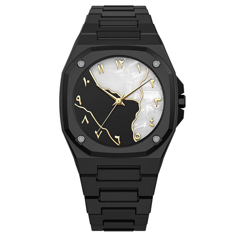 POVATI K7030 Casual Arabic Dial Design Black Wrist Quartz Watch for Men Wholesale Wristwatches