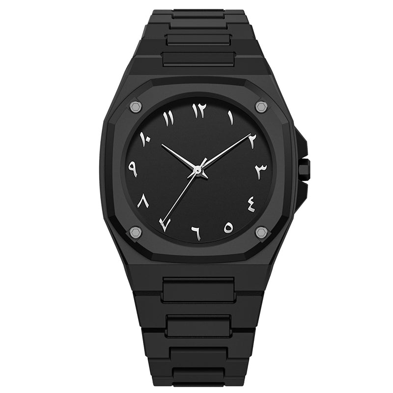 POVATI K7030 Casual Arabic Dial Design Black Wrist Quartz Watch for Men Wholesale Wristwatches