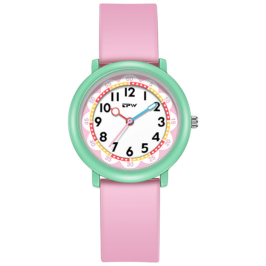 POVATI  K7021 Fashion Colored Kids Sport Silicone Quartz Watches For Children